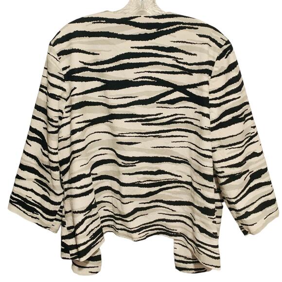 CHICO'S 3 (L 16) Jacket Blazer Zebra Striped Open Front 3/4 Sleeves Animal Print - Picture 6 of 6